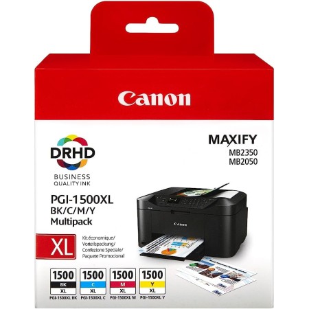 Canon PGI-1500XL, Cartucho de Tinta Original, Multipack, 4 Cartuchos de Tinta Independientes, Color Negro, Magenta, Cian,