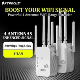 OPTFOCUS 2,4G WiFi repetidor 2LAN 300Mbps repetidor de amplificador de