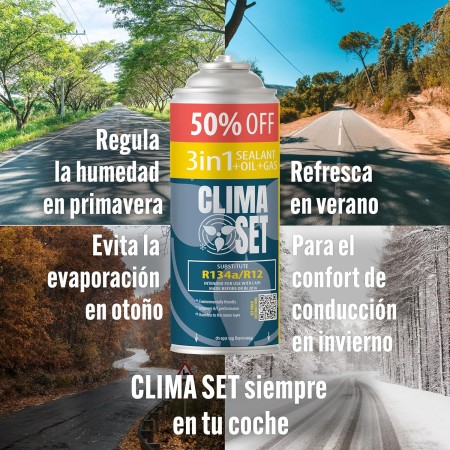 ClimaSet Gas R134a de repuesto para Aire Acondicionado de Coche con manguera – Consciente de la naturaleza – No tóxico –