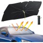 Parasol Coche Delantero, CompraFun Paraguas Coche Protección UV, Plegable Parabrisas Paraguas 140 x 75 cm, Fácil de Instalar y