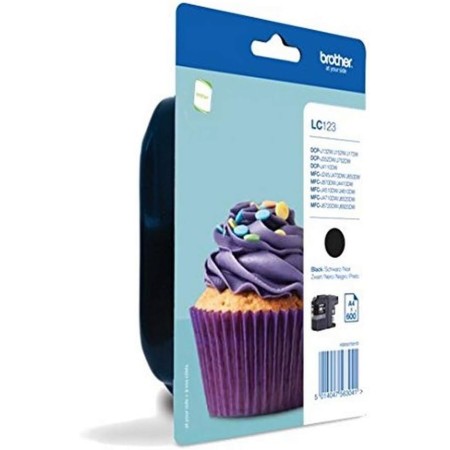 Brother LC123BKBP, Cartucho de tinta negro original, Duración estimada: hasta 600 páginas (según ISO/IEC 24711)