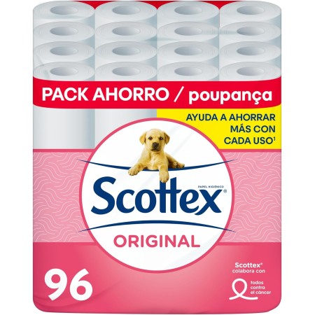 Scottex Papel Higiénico Original 96 rollos, 6 packs de 16 rollos