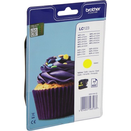 Brother LC123BKBP, Cartucho de tinta negro original, Duración estimada: hasta 600 páginas (según ISO/IEC 24711)