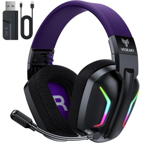 WESEARY WG1 Cascos Gaming Inalambricos, Auriculares Gaming Inalambricos para PS5, PS4, PC, Switch, Sonido Estéreo Auriculares