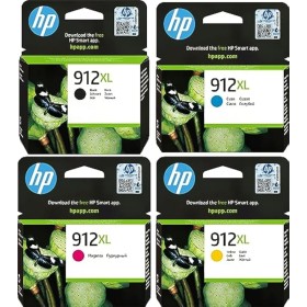 HP 912XL 3YP34AE, Negro, Cian, Magenta y Amarillo, Cartuchos de Tinta de Alta Capacidad Originales, Pack de 4, compatible con