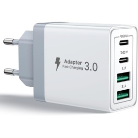 Aioneus Cargador USB C, 40W 4-Puertos USBC Enchufe Cargador iPhone Carga Rapida, Múltiple Cargador QC3.0 y PD Rápido Pared
