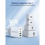 Aioneus Cargador USB C, 40W 4-Puertos USBC Enchufe Cargador iPhone Carga Rapida, Múltiple Cargador QC3.0 y PD Rápido Pared