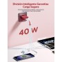 Aioneus Cargador USB C, 40W 4-Puertos USBC Enchufe Cargador iPhone Carga Rapida, Múltiple Cargador QC3.0 y PD Rápido Pared