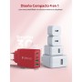 Aioneus Cargador USB C, 40W 4-Puertos USBC Enchufe Cargador iPhone Carga Rapida, Múltiple Cargador QC3.0 y PD Rápido Pared