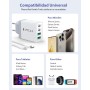 Aioneus Cargador USB C, 40W 4-Puertos USBC Enchufe Cargador iPhone Carga Rapida, Múltiple Cargador QC3.0 y PD Rápido Pared