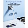 Aioneus Cargador USB C, 40W 4-Puertos USBC Enchufe Cargador iPhone Carga Rapida, Múltiple Cargador QC3.0 y PD Rápido Pared