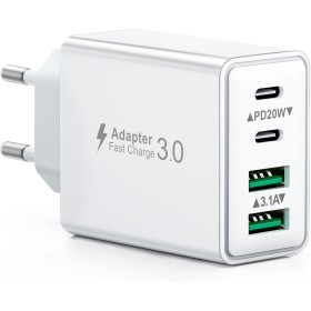 Cargador USB C 40W, Cargador iPhone Carga Rapida Múltiple USBC Enchufe PD+QC Rápido Pared Adaptador Tipo C Movil Cargadors para