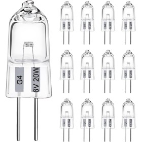 LedWekei Bombillas halógenas G4, bombilla de 6 V, 20 W, bombilla de cápsula transparente de 2 pines, bombillas de luz blanca
