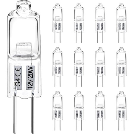 LedWekei Bombillas halógenas G4, bombilla de 6 V, 20 W, bombilla de cápsula transparente de 2 pines, bombillas de luz blanca