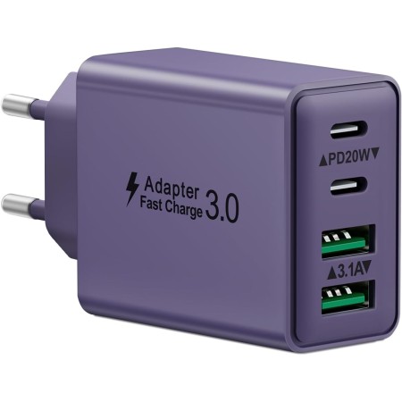 Cargador USB C 40W, Cargador iPhone Carga Rapida Múltiple USBC Enchufe PD+QC Rápido Pared Adaptador Tipo C Movil Cargadors para