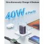 Cargador USB C 40W, Cargador iPhone Carga Rapida Múltiple USBC Enchufe PD+QC Rápido Pared Adaptador Tipo C Movil Cargadors para