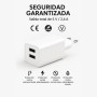 Cargador USB Pared 2 Puertos, Carga Rápida 5V/2A, Enchufe Tipo C Europeo, Adaptador USB para Móviles, Tablets, Auriculares –