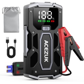 ACEZUK Arrancador de Coches 4500A, 12V Arrancador de Baterias de Coches (para 5.5L Disésel o 7.0L Gas), Jump Starter con 2.5