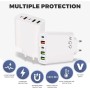 YIIFELL - Cargador USB C, 65 W, 5 puertos, cargador USB C con cargador rápido inteligente QC 3.0, adaptador de alimentación USB