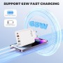 YIIFELL - Cargador USB C, 65 W, 5 puertos, cargador USB C con cargador rápido inteligente QC 3.0, adaptador de alimentación USB