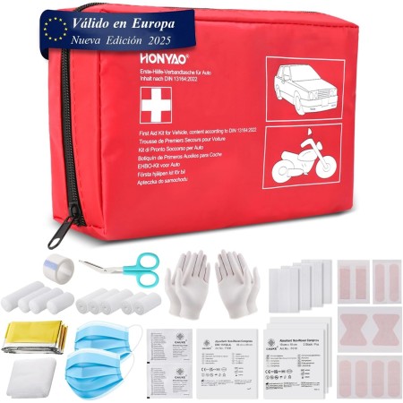 HONYAO® Botiquín de Primeros Auxilios 90 Piezas, Mini Kit Primeros Auxilios, Botiquin Pequeño para Coche Casa Lugar Trabajo