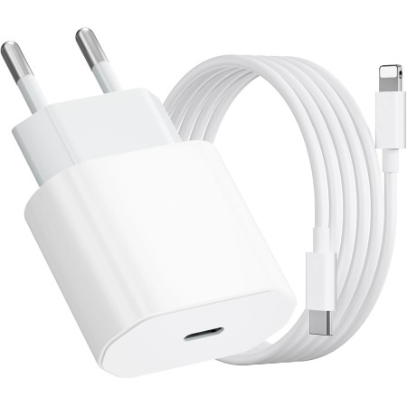 Cargador iPhone Carga Rapida, Cargador iPhone de 20W con Cable iPhone de 1M, Cargador USB C con Cable iPhone Carga Rapida para