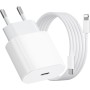 Cargador iPhone Carga Rapida, Cargador iPhone de 20W con Cable iPhone de 1M, Cargador USB C con Cable iPhone Carga Rapida para