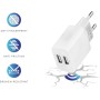 MUTTO Cargador de Pared Universal de 5V2A/10W con 2 Puertos USB compatible con todo tipo de gadgets y smartphones Blanco