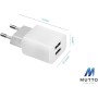 MUTTO Cargador de Pared Universal de 5V2A/10W con 2 Puertos USB compatible con todo tipo de gadgets y smartphones Blanco