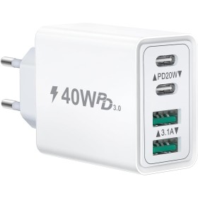 Baileku Cargador USB C, 40W Múltiple Enchufe USBC PD+QC Rápido, Cargador iPhone Carga Rapida Adaptador Tipo C, Cargadors Movil
