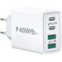 Baileku Cargador USB C, 40W Múltiple Enchufe USBC PD+QC Rápido, Cargador iPhone Carga Rapida Adaptador Tipo C, Cargadors Movil