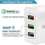 3Puertos QC3.0 USB Cargador rápido Cargador Movil Universal Adaptador, 30W QC3.02.0 Smart Alimentador USB Adaptador de