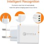 3Puertos QC3.0 USB Cargador rápido Cargador Movil Universal Adaptador, 30W QC3.02.0 Smart Alimentador USB Adaptador de