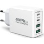 Aioneus Cargador USB C 40W 4 Puertos, Carga Rápida PD 3.0 Con Tipo-C USB-A, Para iPhone 15 14 13 12 11 XR XS Pro MAX, Samsung,