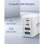 Aioneus Cargador USB C 40W 4 Puertos, Carga Rápida PD 3.0 Con Tipo-C USB-A, Para iPhone 15 14 13 12 11 XR XS Pro MAX, Samsung,