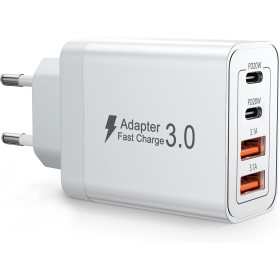 Cargador USB C, 40W Cargadors Rapido 4 Puerto, Cargadors Carga Rapida QC 3.0, Cabezal Cargador Tipo C para iPhone 16 15 14 13,