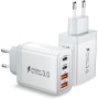 Cargador USB C, 40W Cargadors Rapido 4 Puerto, Cargadors Carga Rapida QC 3.0, Cabezal Cargador Tipo C para iPhone 16 15 14 13,