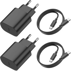 2-Pack 25W Cargador USB C Carga Rapida para Samsung Galaxy S24/S23/S22/S21/S20/S20+/S10/S9/S8/A71/A52/A51/A31, Enchufe USB C