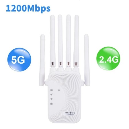 Repetidor WiFi de 1200Mbps, extensor inalámbrico de doble banda, ampli