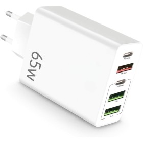Cargador USB C Carga Rápida - Cargador USB Múltiple 5 Puertos - Enchufe Multiple USB-C65 W – Adaptador USB C Compatible con