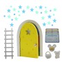 Qué Kawaii® puerta (Rosa) Ratoncito Pérez que abre y brilla con universo de estrellas y planetas. Certificados y complementos de