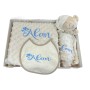 Danielstore Manta de bebe personalizado con su nombre bordado Set de Manta+DouDou+ Babero, básicos recién Nacido bebé Set Regalo