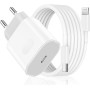 Cargador Carga Rapida for iPhone 14/14 Pro/14 Pro Max/14 Plus 13 12 11 SE XR X XS 8, 25W USB C Carregador Enchufe Rapido con 2M