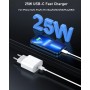 Cargador Carga Rapida for iPhone 14/14 Pro/14 Pro Max/14 Plus 13 12 11 SE XR X XS 8, 25W USB C Carregador Enchufe Rapido con 2M