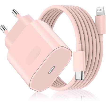 Cargador Carga Rapida for iPhone 14/14 Pro/14 Pro Max/14 Plus 13 12 11 SE XR X XS 8, 25W USB C Carregador Enchufe Rapido con 2M