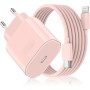 Cargador Carga Rapida for iPhone 14/14 Pro/14 Pro Max/14 Plus 13 12 11 SE XR X XS 8, 25W USB C Carregador Enchufe Rapido con 2M