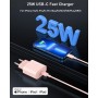 Cargador Carga Rapida for iPhone 14/14 Pro/14 Pro Max/14 Plus 13 12 11 SE XR X XS 8, 25W USB C Carregador Enchufe Rapido con 2M
