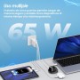 3-Stars - 2025 - Cargador de 65W con 5 Puertos USB - 2 Tipo C y 3 Tipo A - Carga Rápida QC 3.0 - Compatible con Samsung, iPhone,