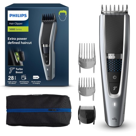 Philips Serie 5000 HC5630/15 - Cortapelos, 28 ajustes de longitud para estilo deseado, 90 min de uso sin cable, incluye 3