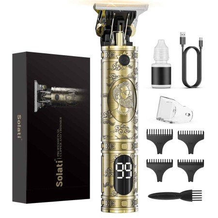Maquina de Cortar Pelo Hombre, Maquina de Afeitar Hombre Eléctrica con LED Cortapelos Recortar Barba Sin Cable Maquinilla de